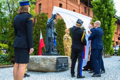 Odsłonięcie pomnika św. Floriana foto: st. str. kdt Jakub Szmaglik